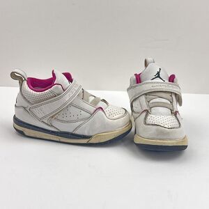 Nike Jordan Flight 45 Shoes Toddler Girls 7C White Pink Leather 364759-128